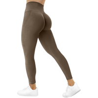 Damskie Legginsy Sportowe Fitness Bezszwowe Push Up Modelujące Brązowe M