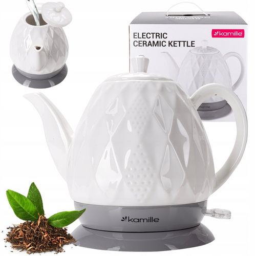 CZAJNIK ELEKTRYCZNY BEZPRZEWODOWY CERAMICZNY KAMILLE 1200 W 1,5 L na Arena.pl