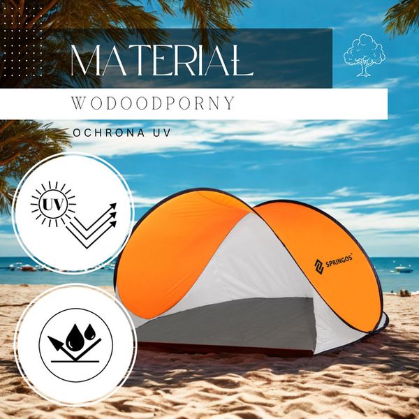 Namiot plażowy samorozkładający Pop-up biało pomarańczowy zdjęcie 2