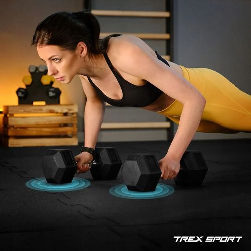 HANTLA HEX HANTEL ŻELIWNY DO ĆWICZEŃ GUMOWANY ŻELIWNY 10KG TREX SPORT na Arena.pl