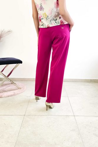Simili Spodnie Damskie Prosta Nogawka Fuksja 1 na Arena.pl