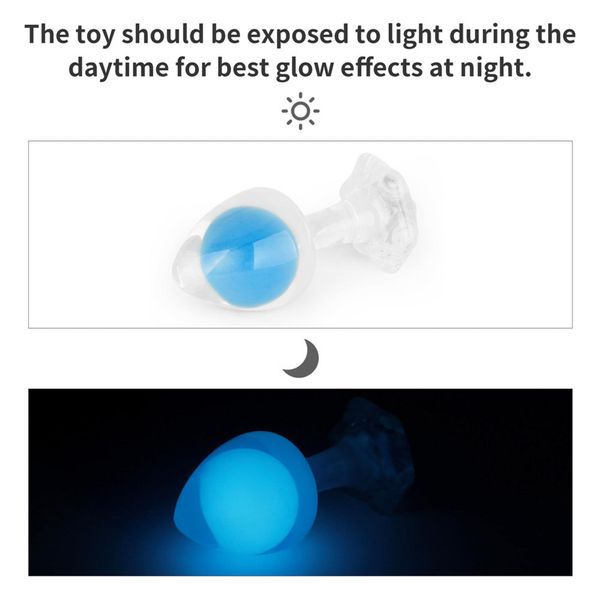 Gemoria Silicone Butt Plug (Glow-In-The-Dark) - Blue zdjęcie 12