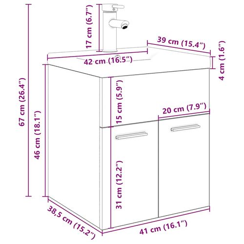 Szafka pod umywalkę z wbudowaną umywalką i baterią Stare drewno na Arena.pl