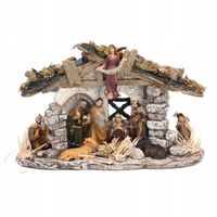 SZOPKA BOŻONARODZENIOWA KAMIENNA 30 CM Z OŚWIETLENIEM I FIGURAMI STAJENKA