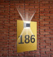 złota TABLICZKA ADRESOWA aluminiowa z lampką numer domu 30x20 pionowa