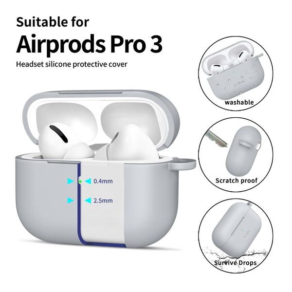 tech-protect silicone hook apple airpods pro 3 crayon grey zdjęcie 4