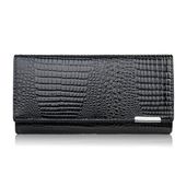 portfel damski skórzany lakierowany czarny z tłoczeniem croco sp-16-cbl