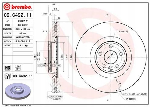 TARCZA HAM PRZOD 349X34 V BREMBO na Arena.pl