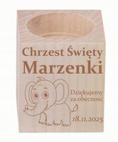 GRAWER ŚWIECZNIK drewniany podziękowania NA CHRZEST ŚWIĘTY dziecka + imię