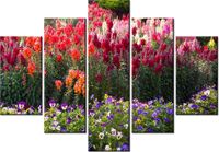 105CM 150CM OBRAZ 5 ELEM MOSTEK WŚRÓD KWIATÓW DRUK