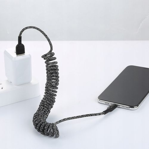 MCDODO KABEL USB-C SPIRALNY SPRĘŻYNOWY SZYBKIE ŁADOWANIE USB TYP C LED 2M na Arena.pl