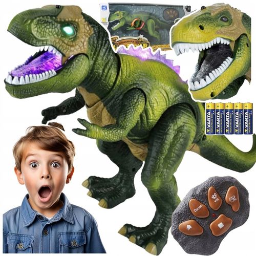 DUŻY DINOZAUR TYRANOZAUR ZDALNIE STEROWANY ROBOT LED CHODZI RYCZY + BATERIE na Arena.pl