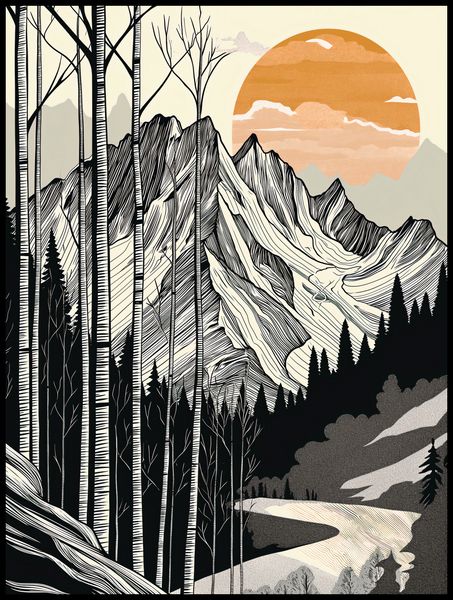 Plakat 75x100cm Drzeworys Górski zdjęcie 2