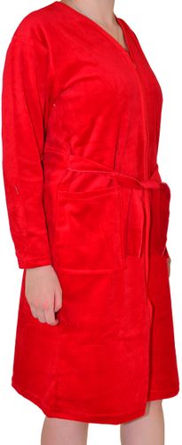 Ciepły bawełniany szlafrok podomka welurowa Rozmiar: 4XL, Kolor: Czerwony na Arena.pl