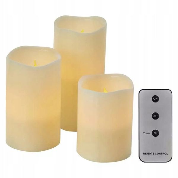 Świeczki LED okrągłe 9xAAA VNT timer pilot 3szt zdjęcie 1