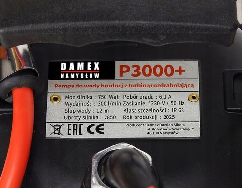 POMPA P3000+ DO WODY BRUDNEJ ŚCIEKÓW SZAMBA ROZDRABNIACZ 100%MIEDŹ na Arena.pl