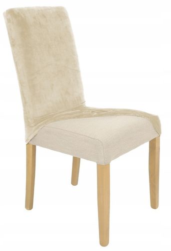 6 SZT POKROWIEC NA KRZESŁO Beż Kaszmirowy WELUR Elastyczny Gruby Pokrowce na Arena.pl