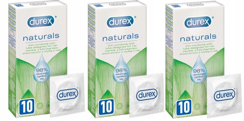 30X DUREX Naturals Prezerwatywy Cienkie Z Naturalnym Lubrykantem zdjęcie 1