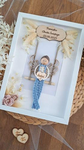 MAKRAMA RAMKA ANIOŁ PREZENT PAMIĄTKA CHRZTU ŚWIĘTEGO KOMUNII ŚWIĘTEJ na Arena.pl