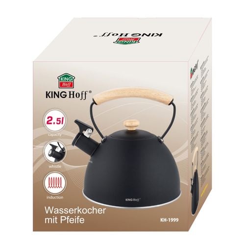 czajnik 2,5l z gwizdkiem kinghoff kh-1999 czarny mat na Arena.pl