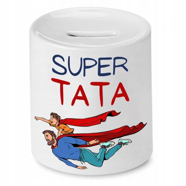 Skarbonka Dla Taty Super Tata Super Dad Prezent Z Nadrukiem Ze Zdjęciem zdjęcie 1