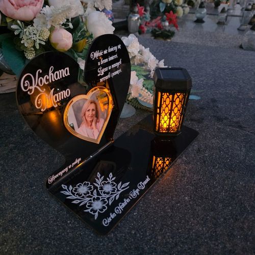 WIECZNY ZNICZ SOLARNY LED Ze Zdjęciem Cmentarz dla Mamy Taty Babci Dziadka na Arena.pl