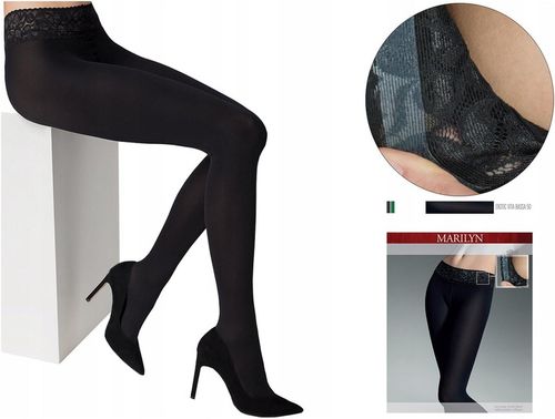 Rajstopy Biodrówki Z KORONKĄ Erotic Vita Bassa 50 DEN Marilyn 4-L na Arena.pl