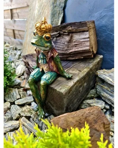 FIGURKA FIGURA ŻABA ŻABKA SIEDZĄCA W KORONIE zdjęcie 10