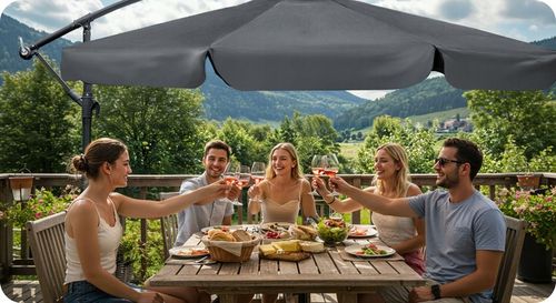 Parasol Ogrodowy Duży Składany z wysięgnikiem pokrowiec 6 segmentów Ø 350cm na Arena.pl