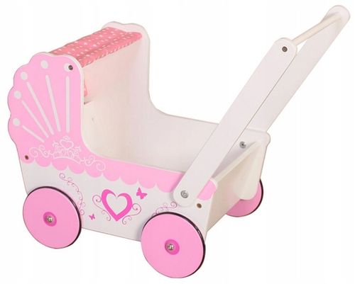 Wózek Dla Lalek Drewniany Chodzik Pchacz Antypoślizgowe Koła Super Wygląd na Arena.pl