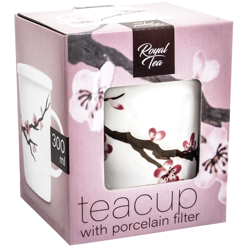 Kubek do herbaty z filtrem, porcelanowy Sakura 300ml - Royal Tea na Arena.pl