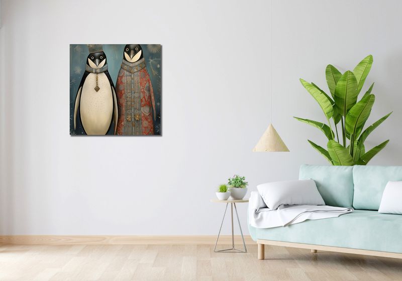 Obraz 70x70cm Królewskie Pingwiny zdjęcie 2