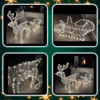 RENIFER Z SANIAMI JELONEK ŚWIECĄCY DUŻY LED 120cm 264 LED CIEPŁY BIAŁY XXL