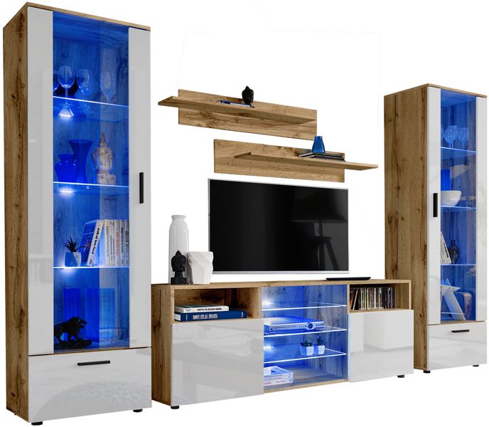 Pan Igiełka Meblościanka Czarny Biały Dąb Wotan 5 Elementów Zestaw Mebli zdjęcie 16