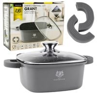 GARNEK GRANITOWY INDUKCJA GAZ 2,3L Z POKRYWKA MAŁY GARNEK 20cm KWADRATOWY