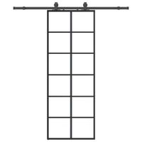 Drzwi przesuwne z zestawem okuć czarne 76x205 cm ESG szkło