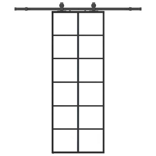 Drzwi przesuwne z zestawem okuć czarne 76x205 cm ESG szkło na Arena.pl