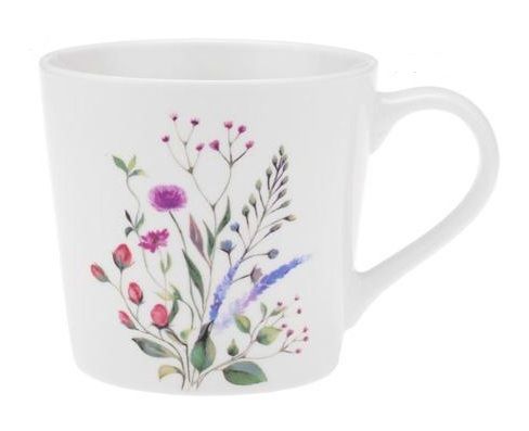 Kubek porcelanowy 400 ml New Bone biały z nadrukiem w kolorowe kwiatki wz.1 na Arena.pl