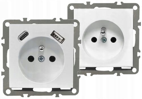 GNIAZDO PODWÓJNE MEBLOWE NAROŻNE BIURKOWE KUCHENNE BLATOWE USB TYP C BIAŁE na Arena.pl