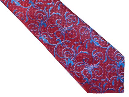 Bordowy krawat męski we florystyczny wzór C9