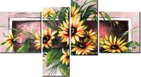 100 55CM OBRAZ 4 ELEM SŁONECZNIKI KORALU PŁÓTNO DRUK