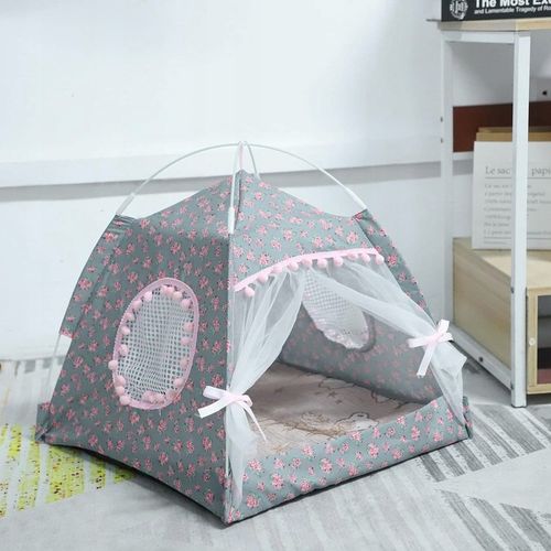 Legowisko Dla Psa Kota Namiot Łóżko Domek Składany 48 cm Szary na Arena.pl