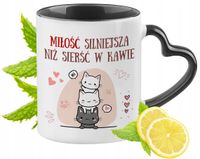 Kot Kotek Kotki Kubek Czarny Z Uszkiem W Kształcie Serca Na Prezent