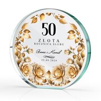 Statuetka Szklana Elegancka Prezent na 50 Rocznicę Ślubu Rodziców Dziadków