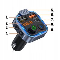 TRANSMITER BLUETOOTH AUDIO FM MP3 BT SZYBKA ŁADOWARKA 3X USB QC 3.0 LED