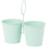 Podwójna doniczka metalowa miętowa na zioła