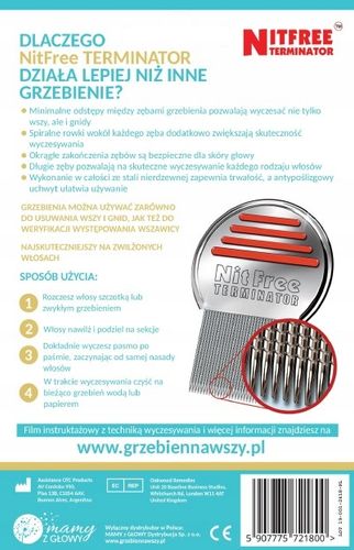 NitFree Terminator grzebień na wszy i gnidy 1 sztuka na Arena.pl