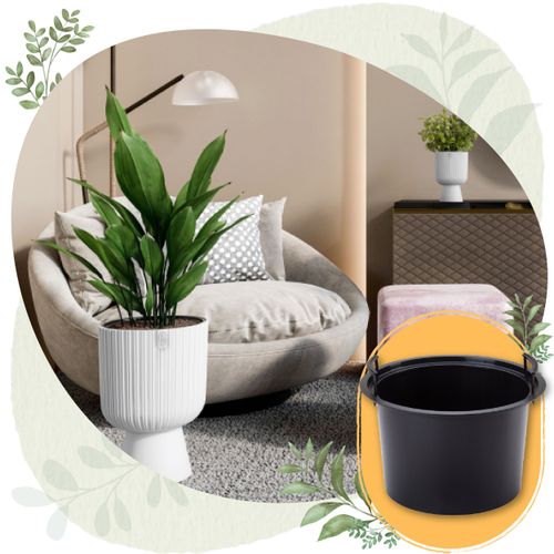 Doniczka okrągła Keli Mika 40 na nóżce | Antracyt na Arena.pl