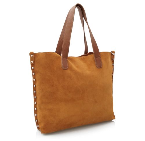 VERA PELLE torebka damska zamszowa shopper z ćwiekami V407 granatowa na Arena.pl