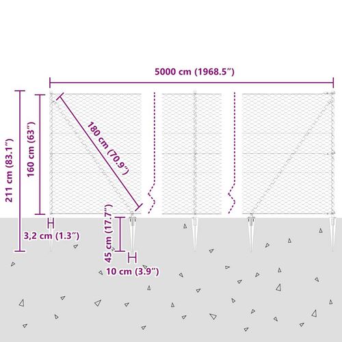Ogrodzenie z słupkami Szary 1.6 x 50 m Stal pokryta PCV na Arena.pl